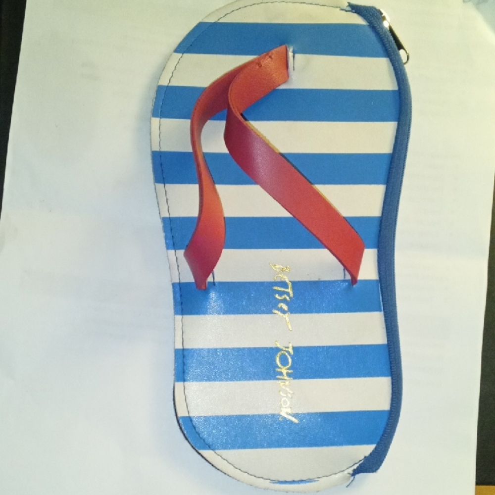 Betsey Johnson Striped Flip Flop Wallet Pouch